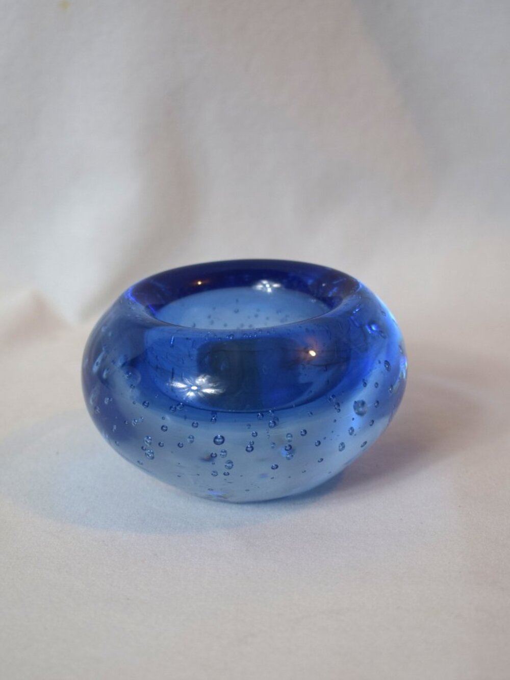 Ikea Cobalt Blue Bubble Glass Votive Candleholder  Heavy Paperweight